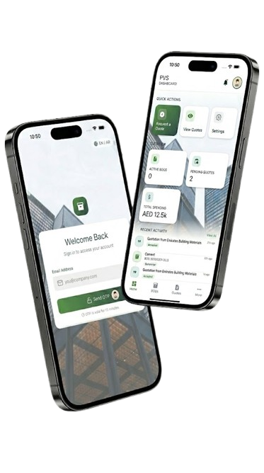 Procurement mobile app preview